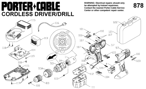 Page A Diagram and Parts List for 9878 1 Porter Cable Hammer Drill